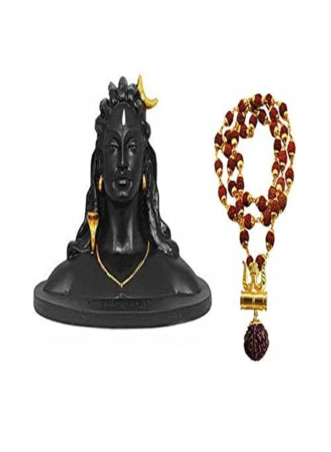 A & S VENTURES A&S Ventures Lord Shiva Mahadev Statue with Gold Plated Rudraksha Mala & Shiv Damru Trishul Pendent Locket Rudraksha Locket - Image 1